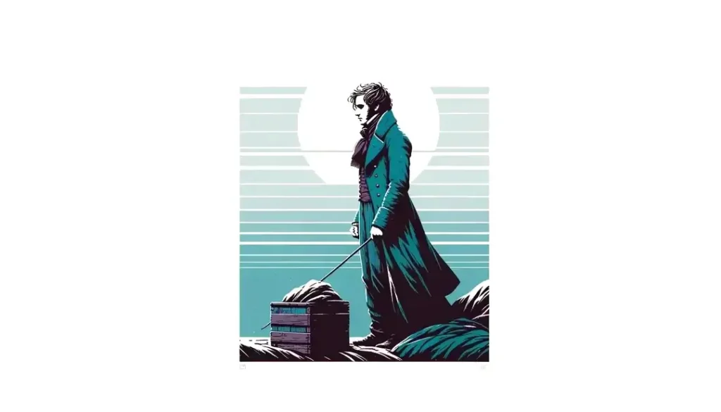 Escena minimalista de Jean Valjean en la Francia del siglo XIX