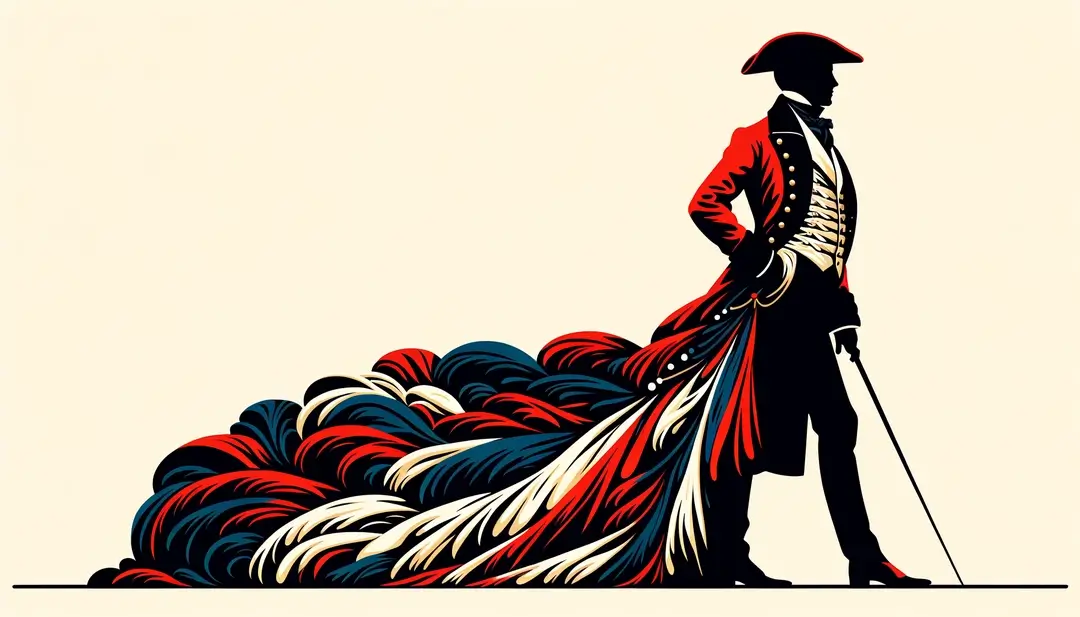 Ilustración minimalista de una escena del siglo XIX en Francia
