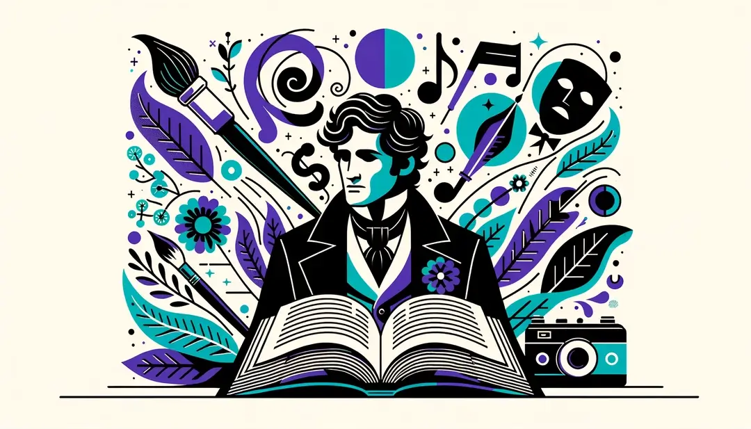 Ilustración minimalista de la influencia de la literatura en la cultura francesa
