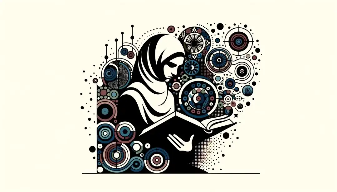 Figura contemplando un libro clásico de literatura francesa