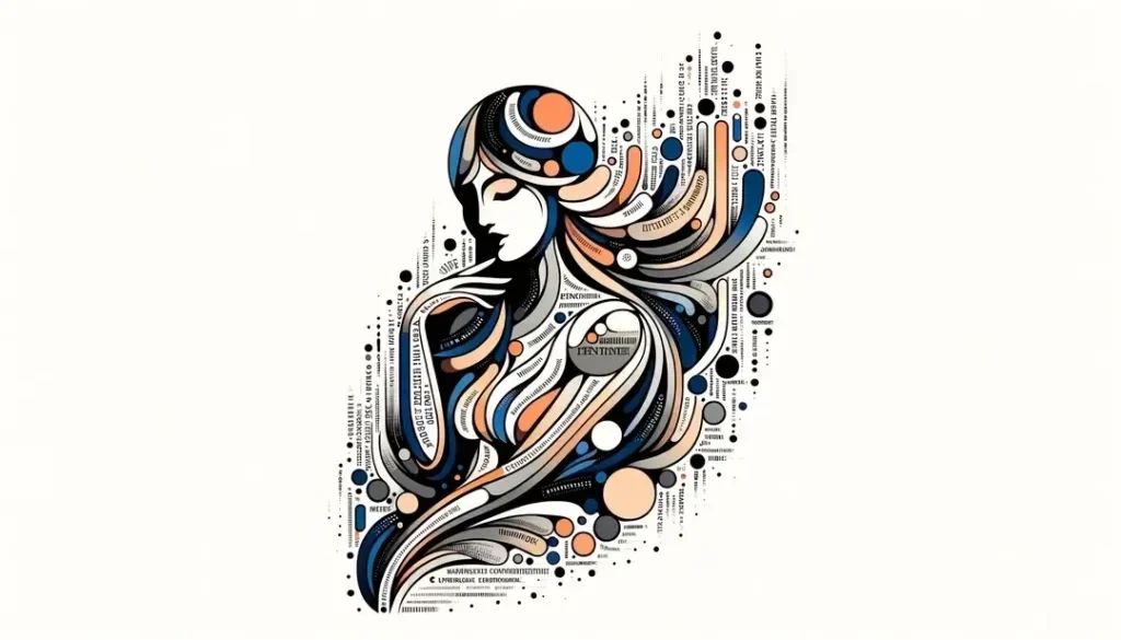 Ilustración minimalista de una figura humana representando la poesía y lenguaje francés