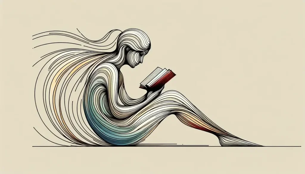 Ilustración minimalista de una figura humana leyendo
