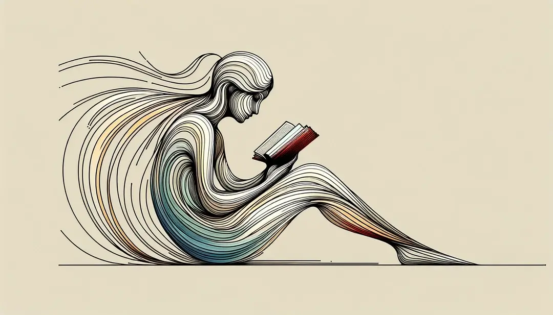 Ilustración minimalista de una figura humana leyendo