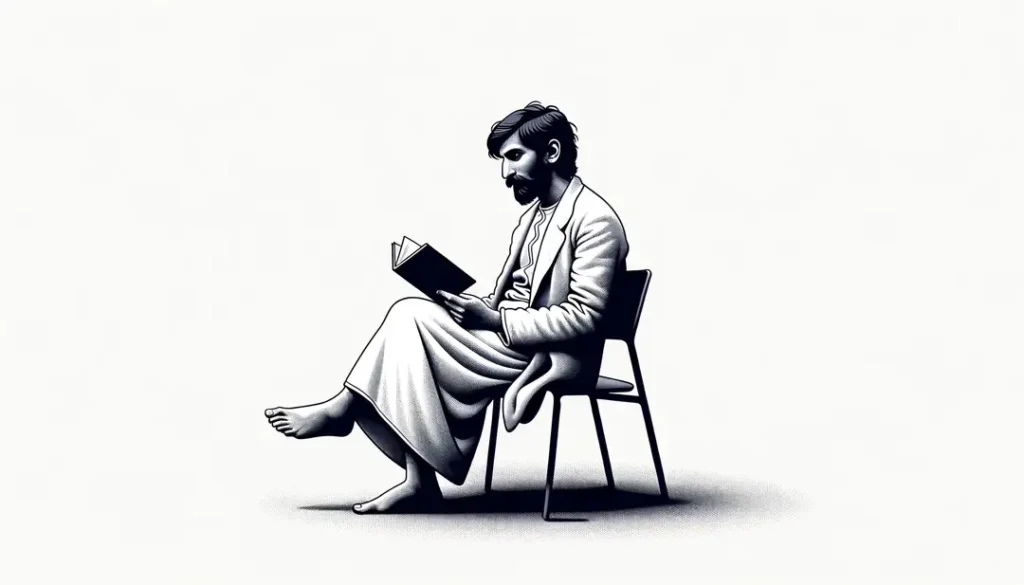 Figura humana contemplativa con un libro