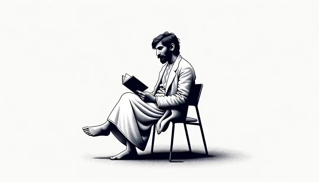 Figura humana contemplativa con un libro