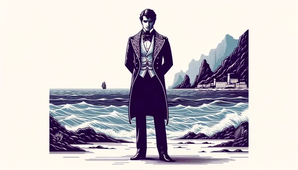Ilustración de un noble francés del siglo XIX en la isla de Montecristo