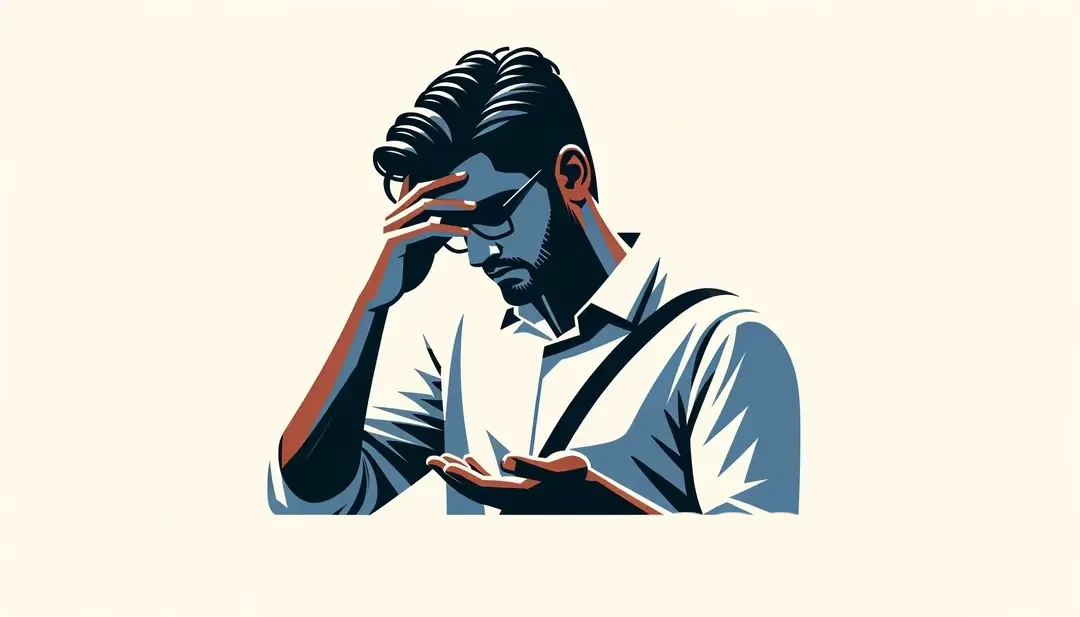 La ilustración muestra una figura humana que expresa decepción con un estilo minimalista