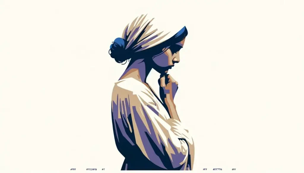 Imagen minimalista de una figura humana que refleja expresiones de tristeza en francés mediante colores específicos