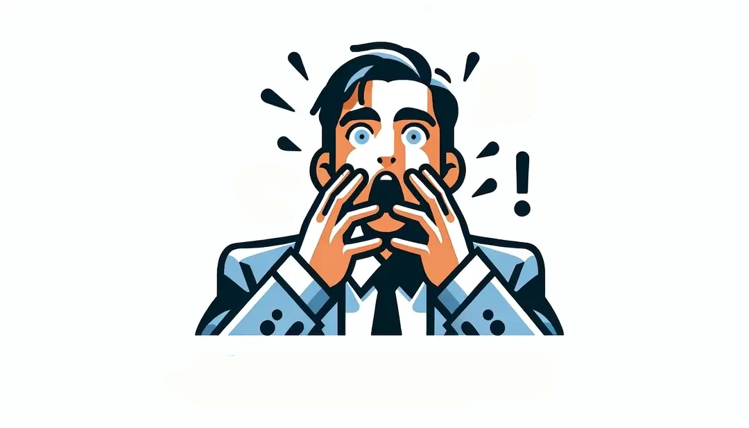 Ilustración minimalista de una persona mostrando interjecciones de asombro con colores vibrantes y fondo blanco