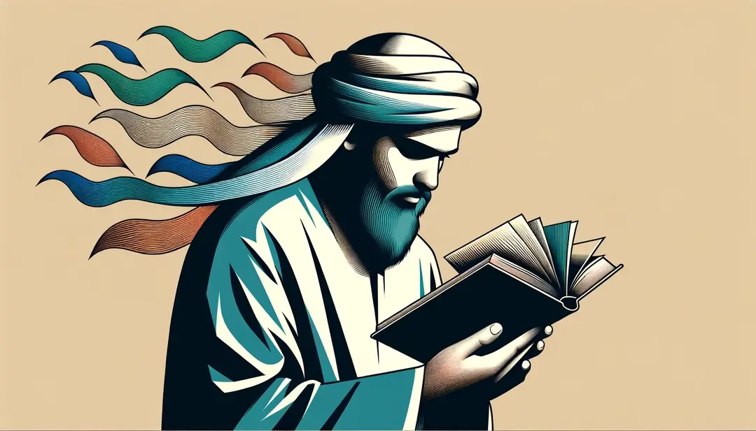 Figura humana leyendo un libro en fondo blanco