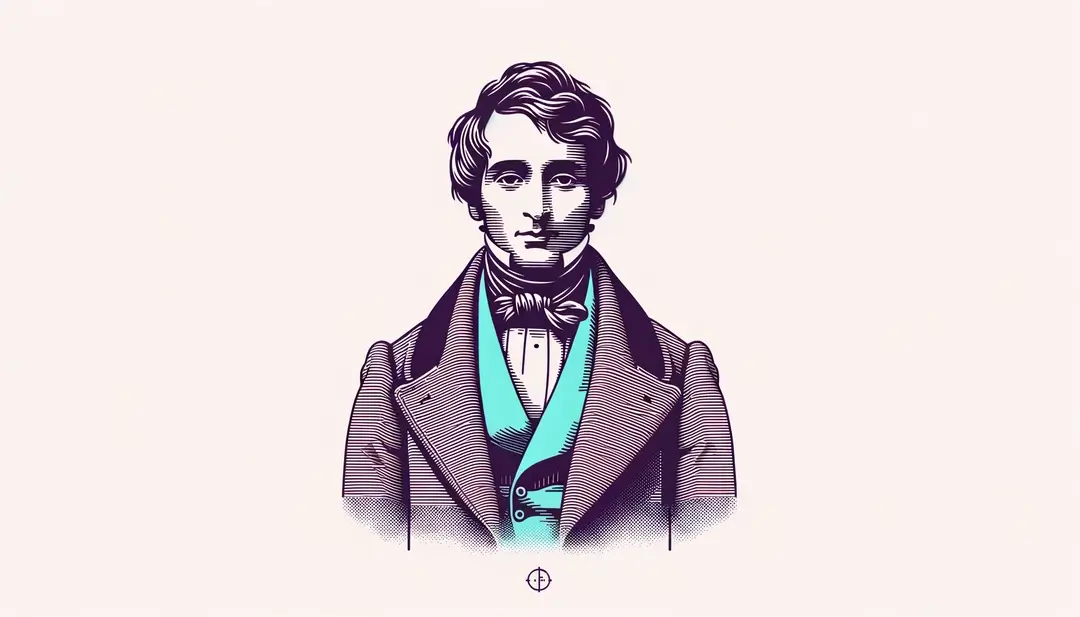 Ilustración de un intelectual francés del siglo XIX en estilo minimalista