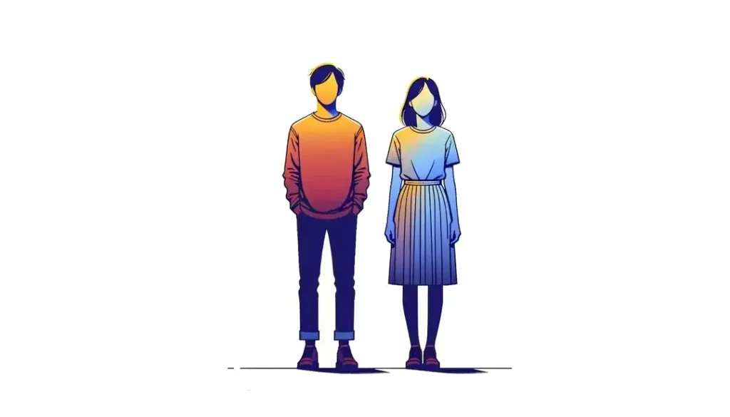 Dos figuras humanas con fondo blanco