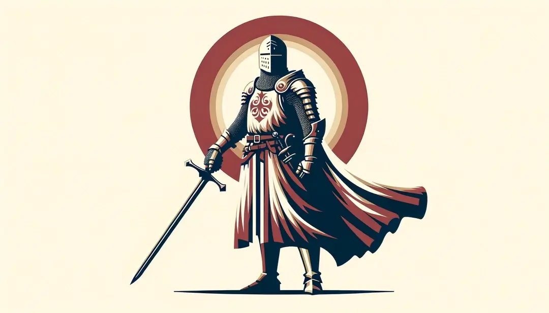Ilustración minimalista de un caballero medieval