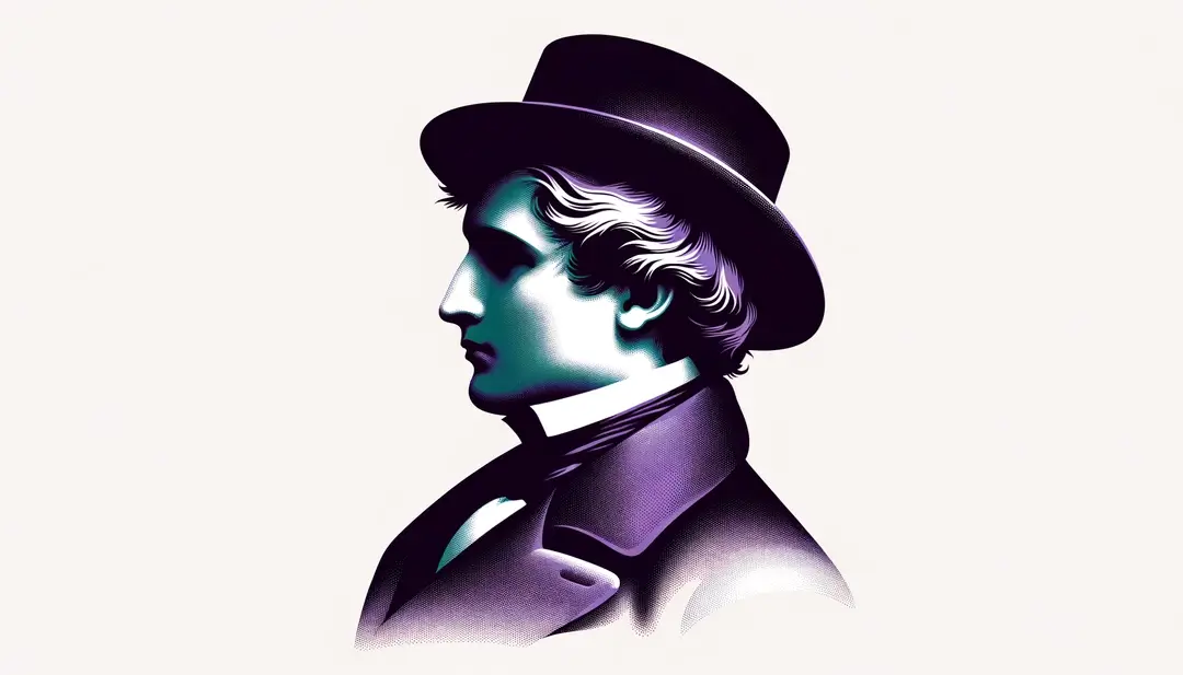Ilustración minimalista de un poeta simbolista francés