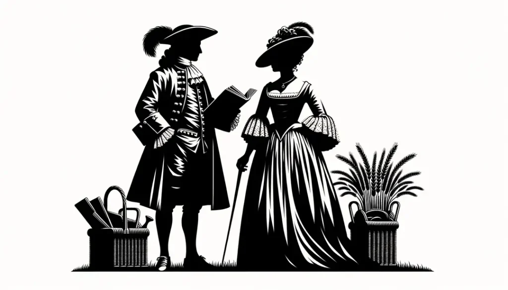 Siluetas de Jean Racine y Molière en un estilo minimalista