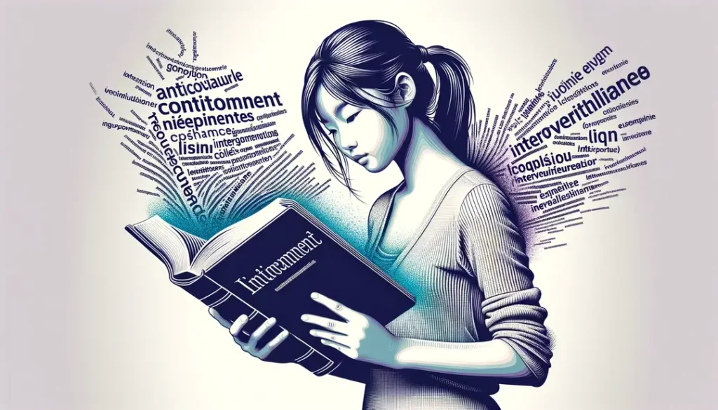 Joven leyendo un diccionario