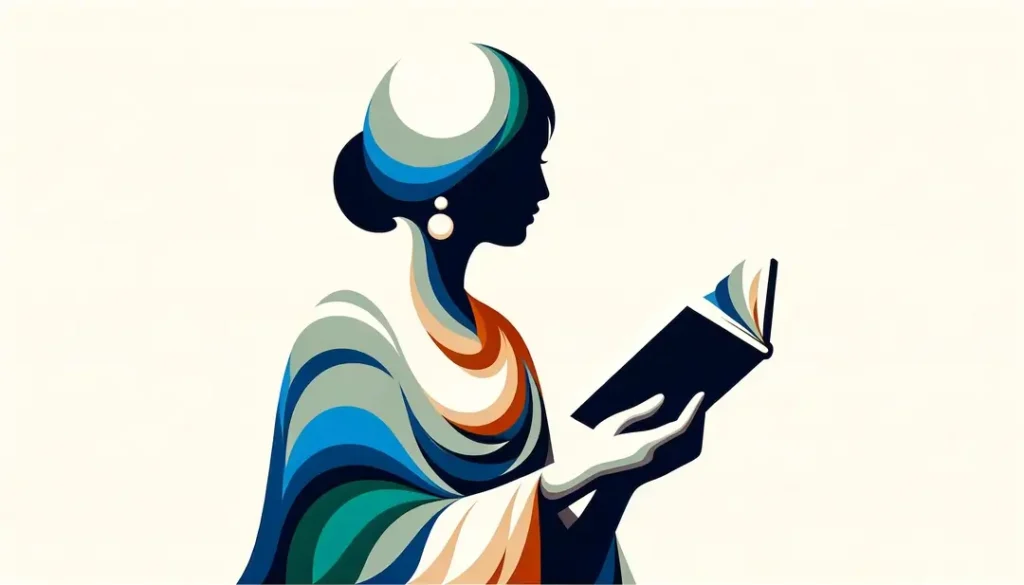 Ilustración minimalista de figura humana sosteniendo un libro