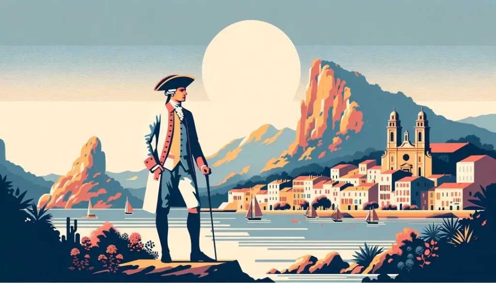 Ilustración de Pasquale Paoli en Córcega durante el siglo XVIII con influencia francesa