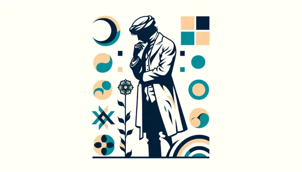 Ilustración de un poeta francés del siglo XIX en estilo simbolista