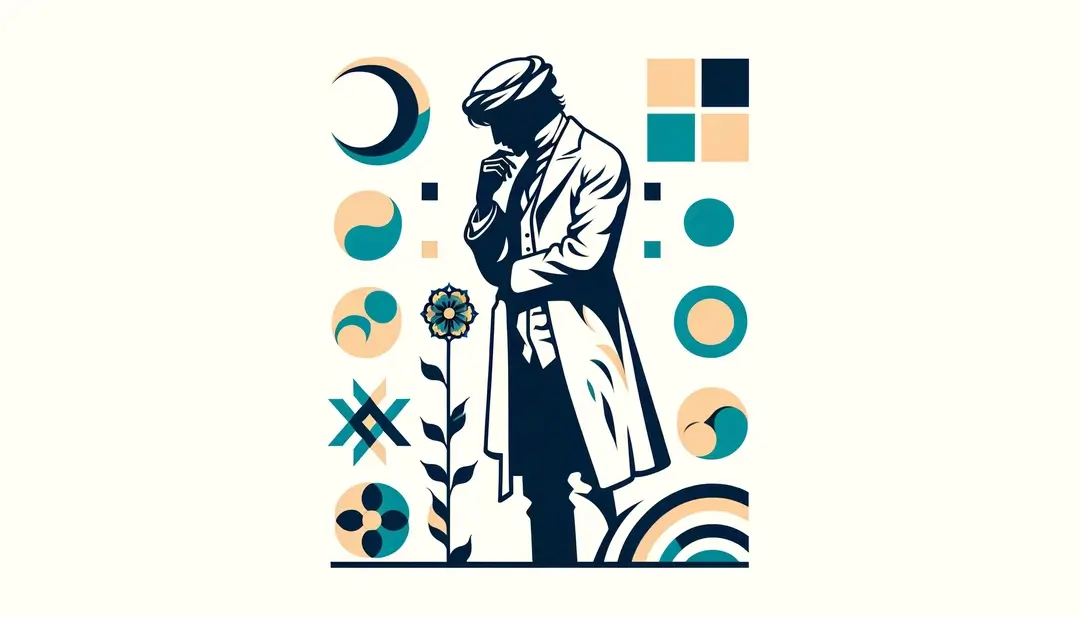 Ilustración de un poeta francés del siglo XIX en estilo simbolista
