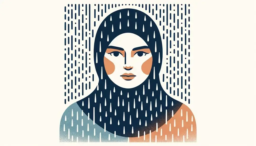 Ilustración de una persona manteniéndose firme bajo la lluvia
