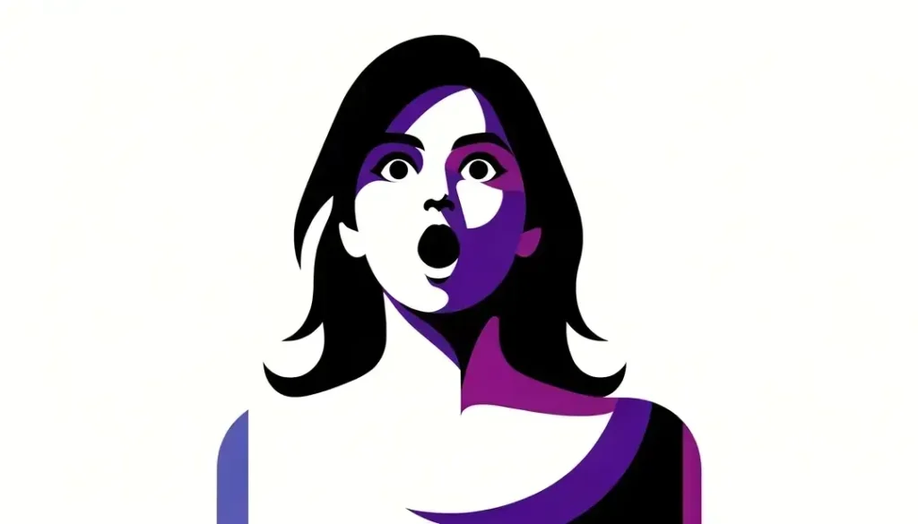 Persona expresando sorpresa con un estilo minimalista en un fondo blanco