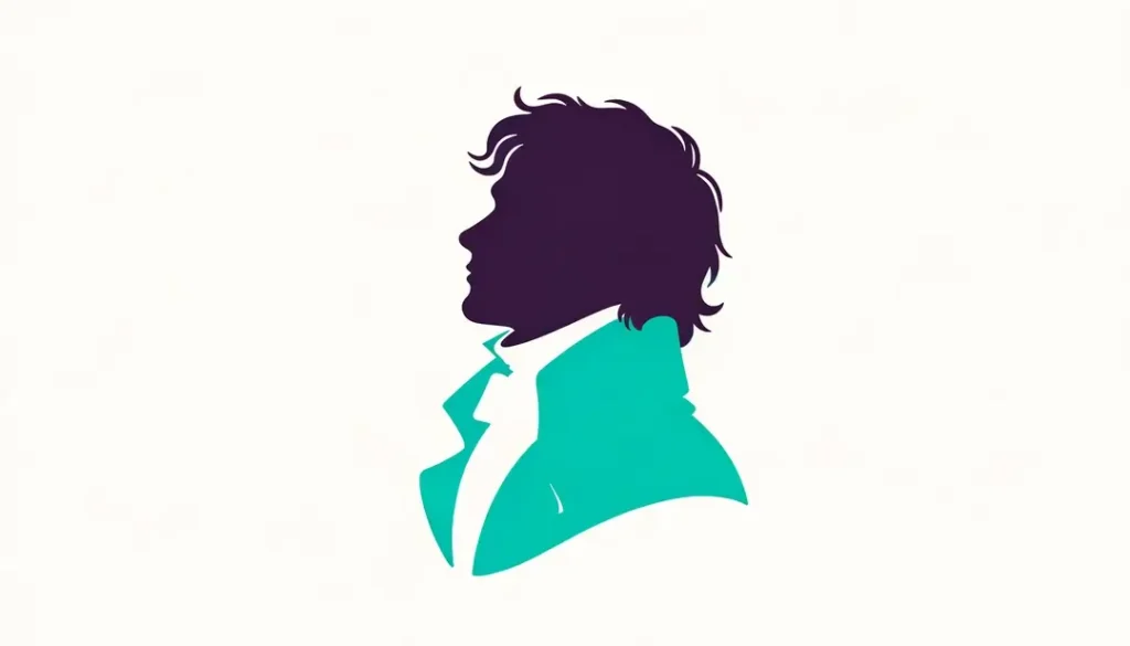 Escena de "Les Misérables" con fondo blanco y figura minimalista