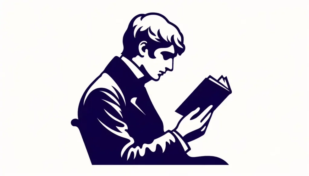 Figura representativa de un literato francés de fin de siècle con fondo minimalista blanco