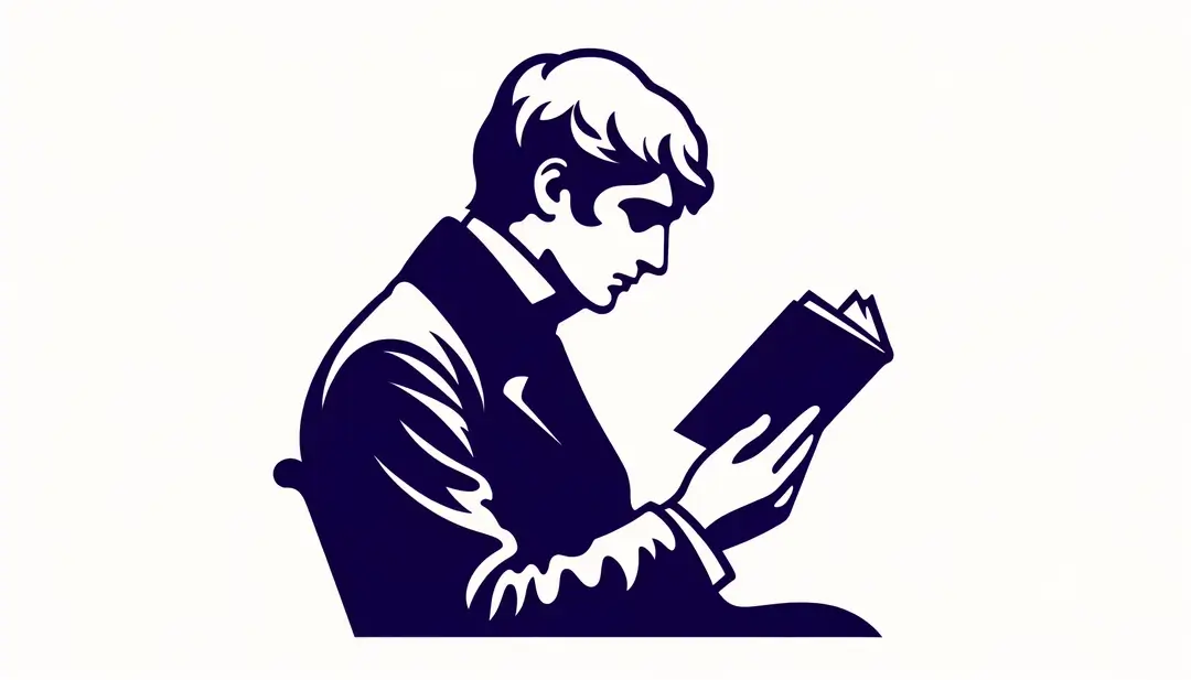 Figura representativa de un literato francés de fin de siècle con fondo minimalista blanco