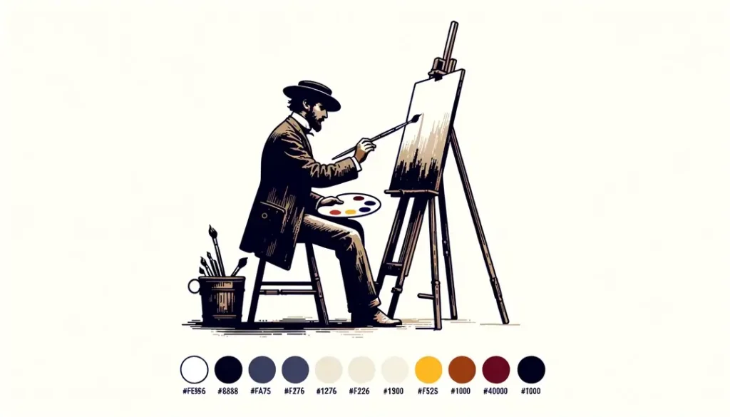 Ilustración minimalista de un artista impresionista francés