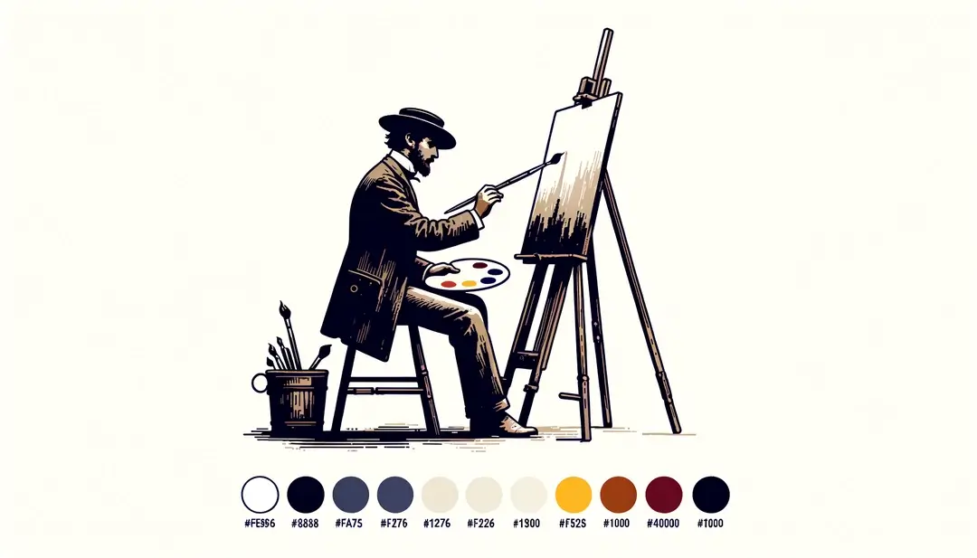 Ilustración minimalista de un artista impresionista francés