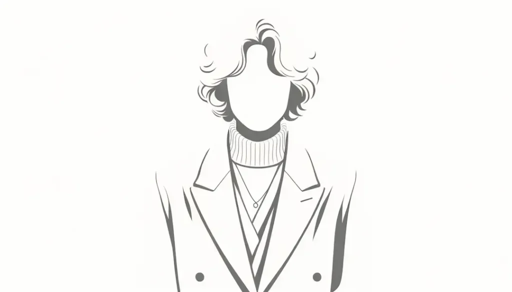 Figura humana minimalista en un fondo blanco que captura el chic en la moda francesa
