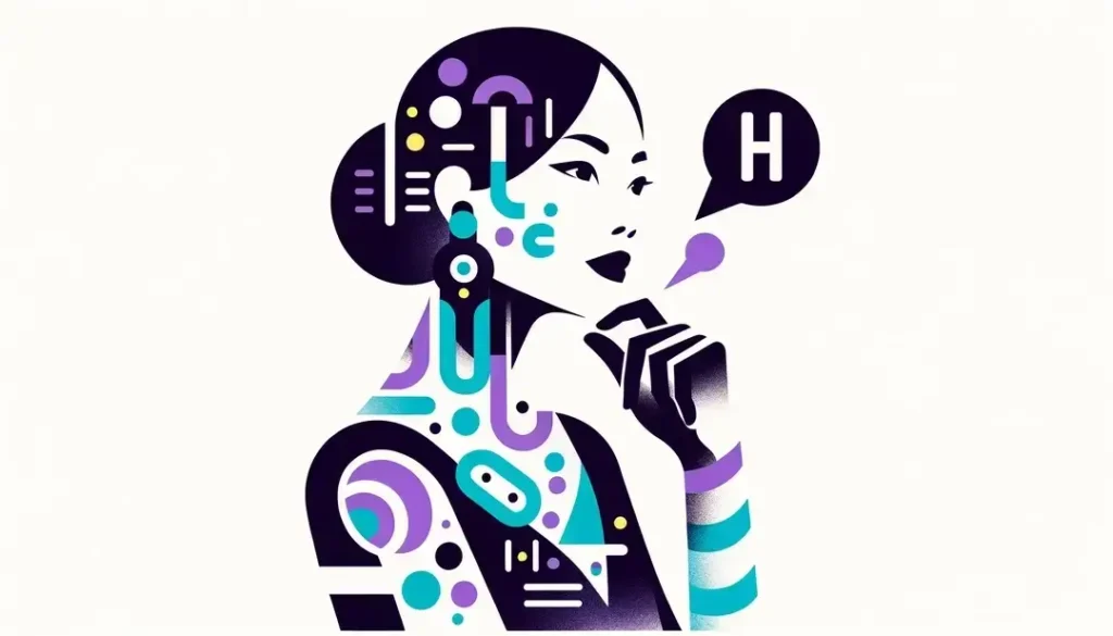 Ilustración minimalista de un humano explorando las diferencias entre h muets y h aspirés en francés