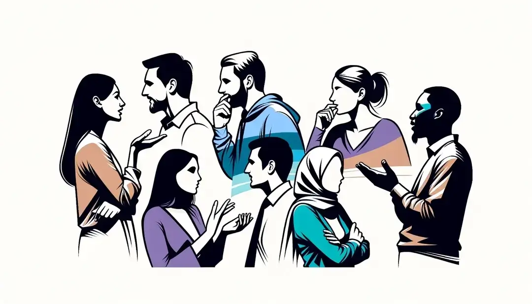Imagen minimalista de figuras humanas dialogando para expresar emociones
