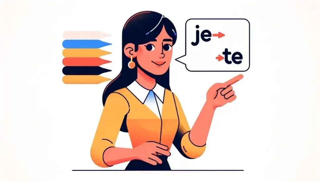 Figura humana enseñando sonidos franceses "je"