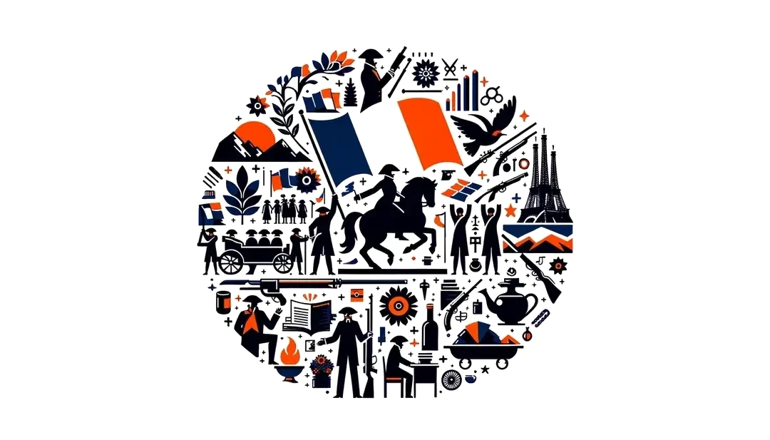 Una ilustración minimalista mostrando el diálogo entre un noble y un miembro del Tercer Estado en la Francia del siglo XVIII
