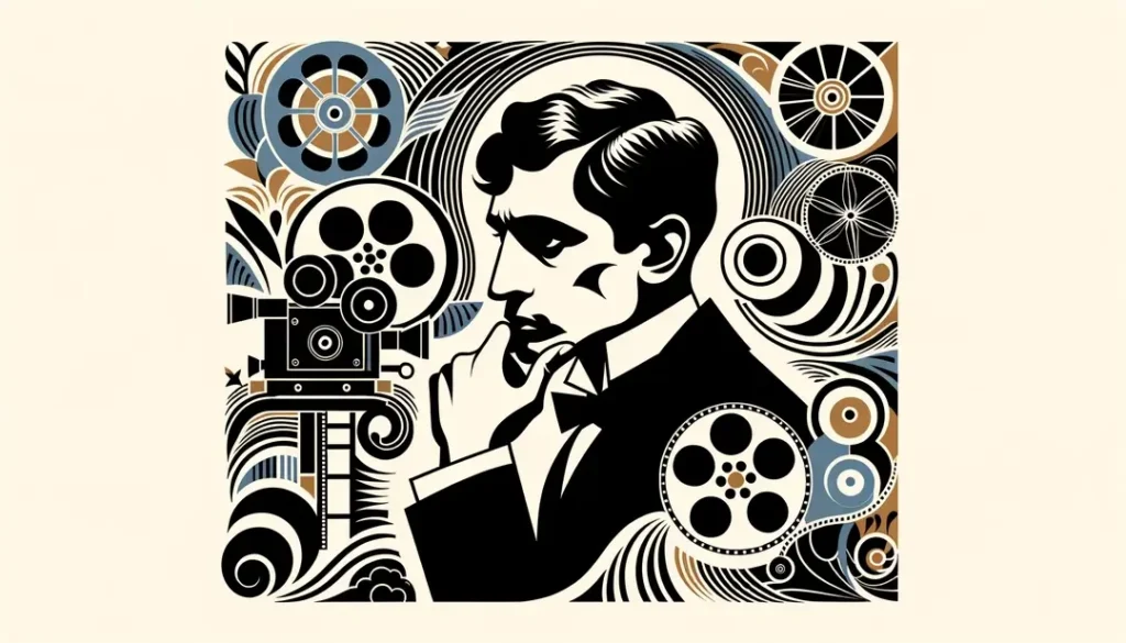 Ilustración minimalista de un cartel de cine francés