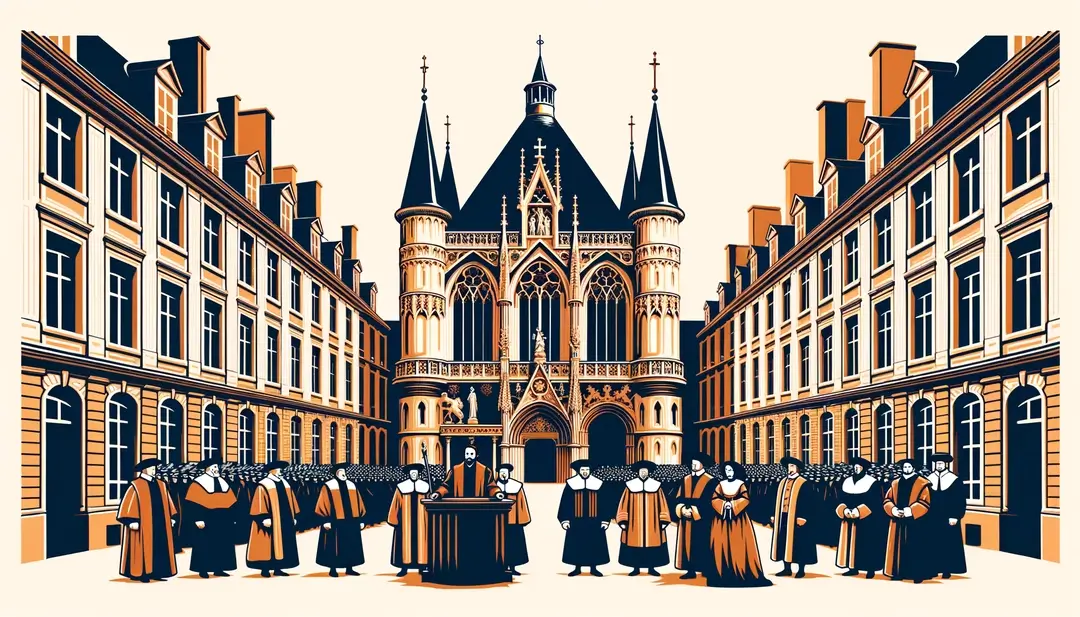 Imagen minimalista de un templo protestante francés del siglo XVI