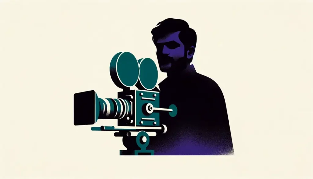 Cineasta impresionista con cámara vintage