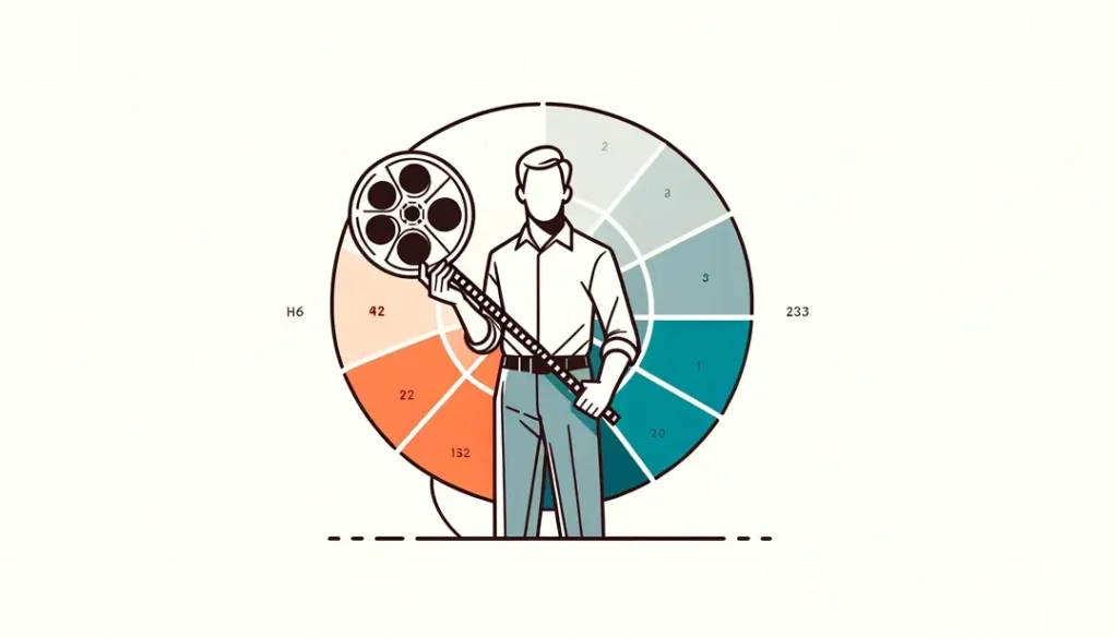 Figura humana con carrete de película simbolizando el cine francés en un estilo minimalista