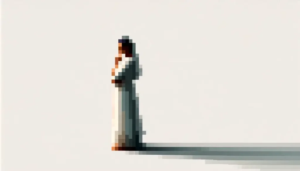 Ilustración minimalista de una figura humana reflexionando sobre la historia en un contexto similar a ‘Lacombe Lucien’