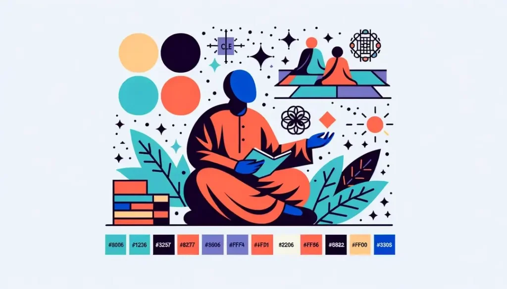 Ilustración minimalista de una figura humana representando la comedia irreverente con colores vivos y fondo blanco