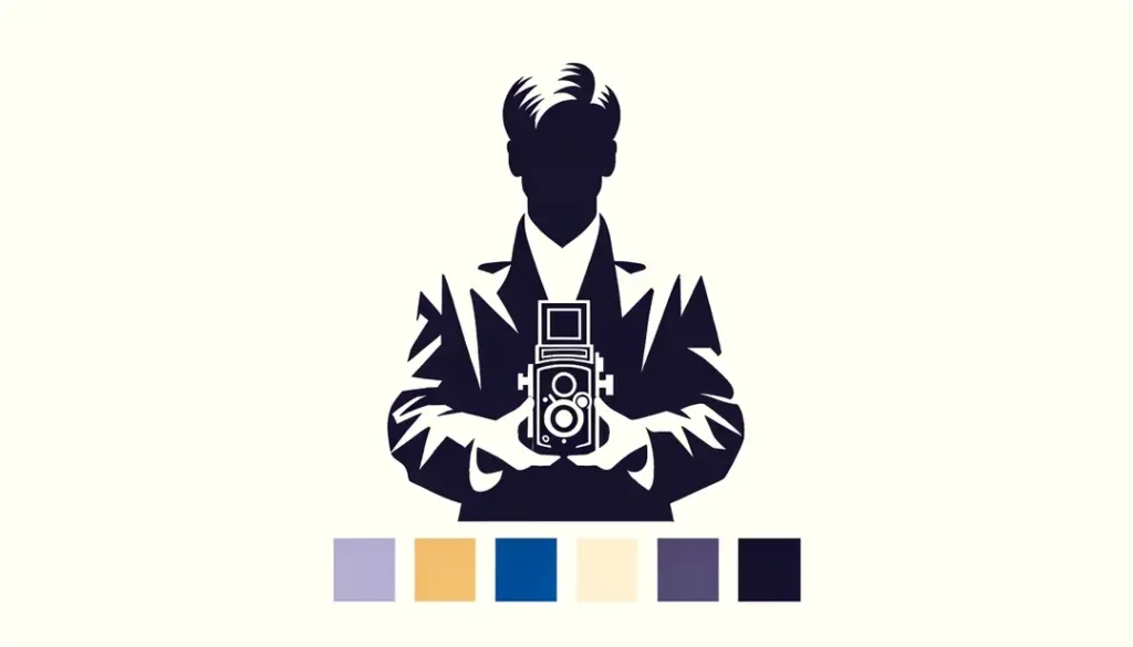 Ilustración minimalista de una figura humana con cámara