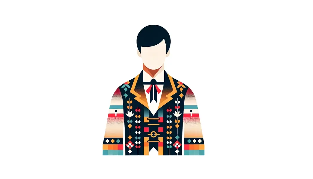Ilustración de figura humana con traje típico de Alsacia en un estilo minimalista.
