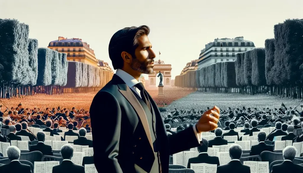 Ilustración de una persona disfrutando de una ópera al aire libre en París