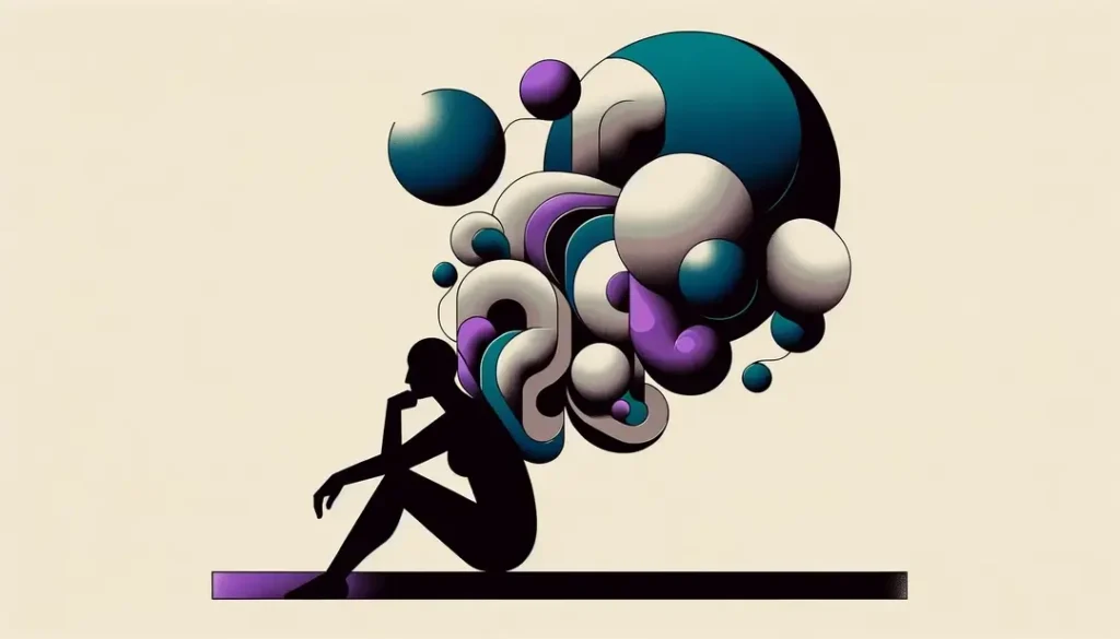 Hombre contemplando formas abstractas