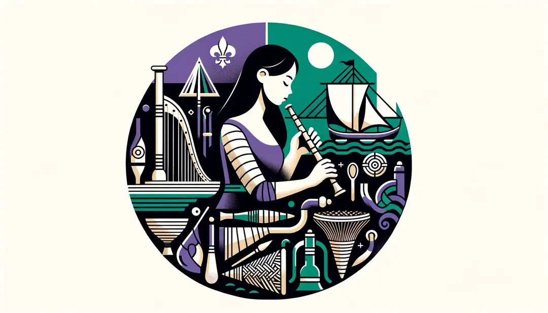 Ilustración minimalista de una figura humana participando en actividades culturales picardas