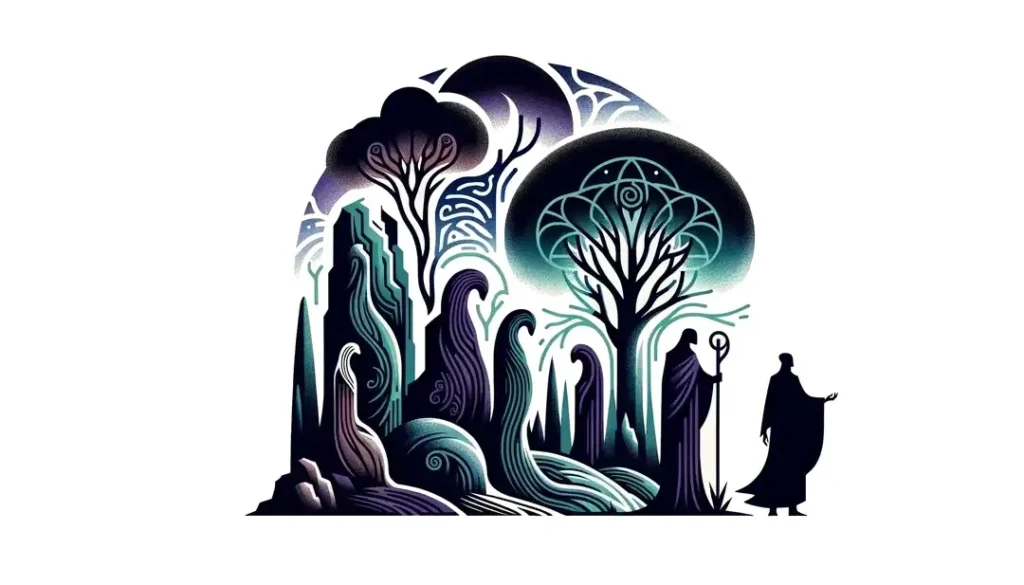 Un bosque encantado con hadas celtas y korrigans