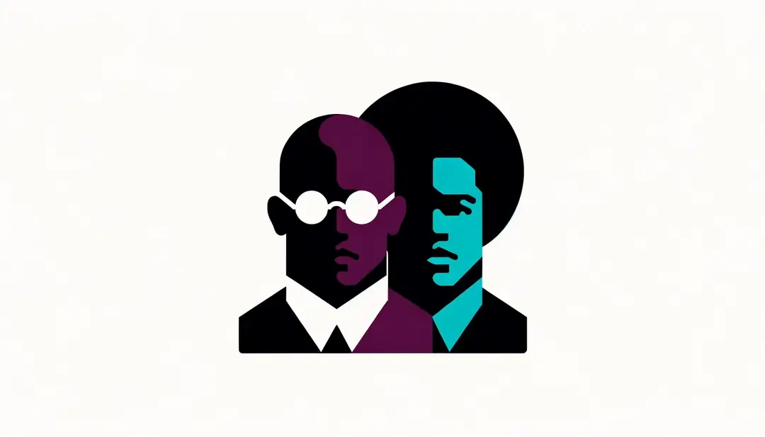 Ilustración de Foucault y Fanon abordando el eurocentrismo