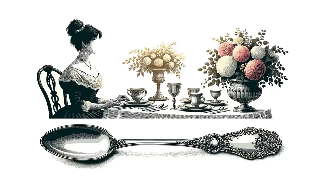 Imagen de una mesa francesa del siglo XIX con cubiertos elegantes